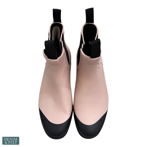 Everlane The Rain Boot Pink Black Chunky Chelsea Waterproof Ankle Rain Boots - Picture 7 of 16